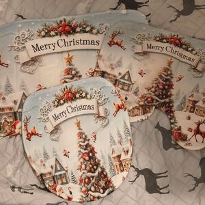 Charming Christmas Village Bathroom Rug Set - Festive Multi-Color